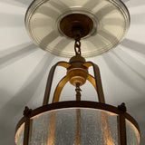 Bronze Style Hanging Pendant Lantern, Water Glass Panes with 6 Lights