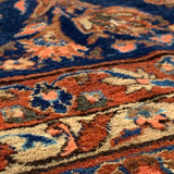 Coral & Royal Blue Persian Sarouk Rug 10'7" x 20'4"