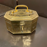 Mughal Indian Polished Brass Pierced Incense Box