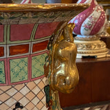 Rose Medallion Large Floor Vase with Gold Details