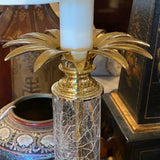 Glass Column & Brass Table Lamp