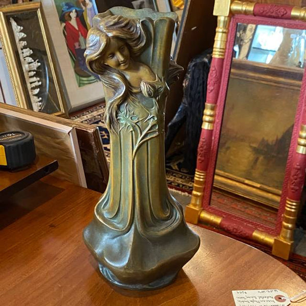 Art Nouveau Metal Figural Vase