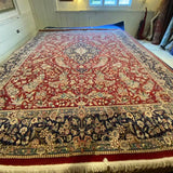 Red and Navy Blue Floral Persian Rug 8'3" x 11"