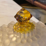 frosted hobnail glass with yellow
