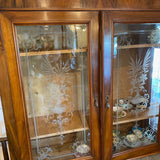 Beautiful Etched Glass Breakfront with Gray Marble Top