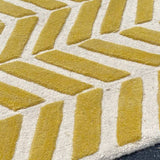 Yellow and White Plush Chevron Pattern Rug 4' x 6'