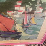 needlepoint sailboat framed art