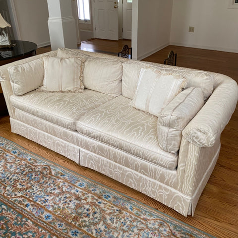 beautiful ivory square back couch by Baker (one of 2)