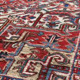 Heriz Large Area Rug, Cream and Deep Red Tones 9' x 12'3"