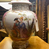 Table Lamp with Floral & Figural Courting Motifs