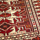 Red & Ivory Diamond Pattern Rug with Long Fringe 3'9" x 5'8"