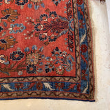 Raspberry & Blue Asian Rug,Handmade 4' x 6'7"