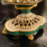 Green & White Porcelain Pierced Compote