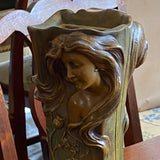 Art Nouveau Metal Figural Vase