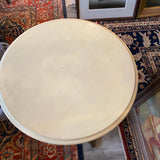 Small White Painted Round Side Table with Brass Feet