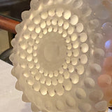 frosted hobnail glass with yellow