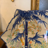 PLATTER Asian charger blue & white floral bamboo gilt