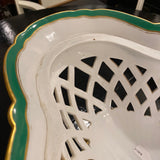 Green & White Porcelain Pierced Compote