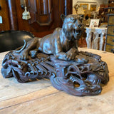 signed bronze tiger on amazing carved base