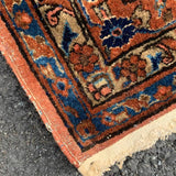 Coral & Royal Blue Persian Sarouk Rug 10'7" x 20'4"