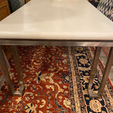 White Painted Grasscloth Top Dining Table on Chrome Legs
