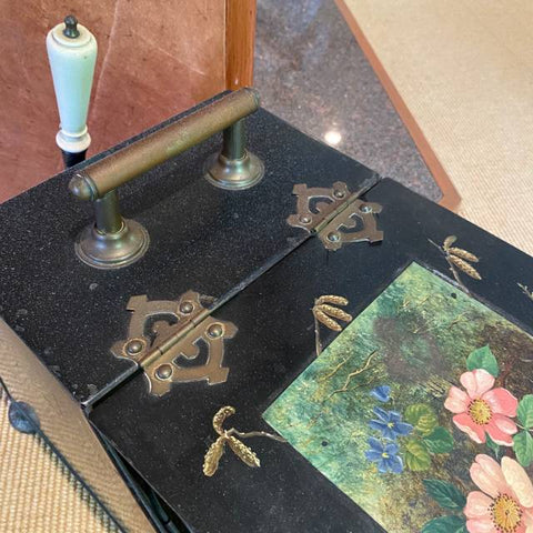 Tole Painted Fireplace Scuttle