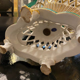 Green & White Porcelain Pierced Compote