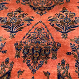 Coral & Royal Blue Persian Sarouk Rug 10'7" x 20'4"