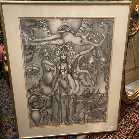 George Dergalis black and white depicting nude women