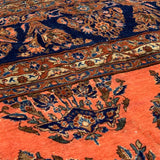 Coral & Royal Blue Persian Sarouk Rug 10'7" x 20'4"