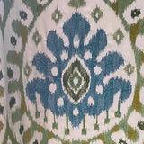 Pair of Green & Blue Medallion Print Curtains, Lined