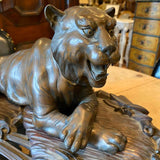 signed bronze tiger on amazing carved base