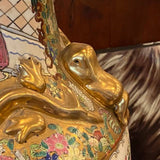 Rose Medallion Large Floor Vase with Gold Details