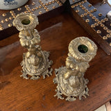 Dolphin and Putti Bronze Candlesticks