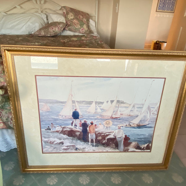 Large Sailboats of the Shore, Signed Grant