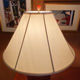 Red & Gold Porcelain Lamp with Ivory Silk Shade