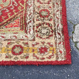 Red, Beige and Light Green Orta Shaggy Rug 5' x 8'
