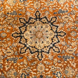 Caramel, Beige & Blue Silk Persian Rug 2'9" x 4'8"