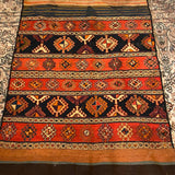Striped Kilim Rug in Orange, Red Brown Threads 2'10" x 4'3"