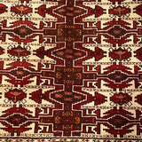 Red & Ivory Diamond Pattern Rug with Long Fringe 3'9" x 5'8"