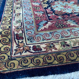 Burgundy Red, Cream & Black Floral Animal Block Motif with Border 9'8" x 14'6"