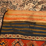 Striped Kilim Rug in Orange, Red Brown Threads 2'10" x 4'3"