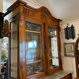 Beautiful Etched Glass Breakfront with Gray Marble Top