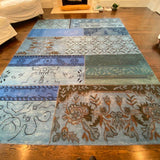Blue & Black Patchwork Style West Elm Cadiz Machine Made Rug 8' x 10'