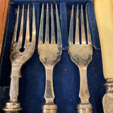 Silver Plated Fish Set in Wood Box, Set of 12
