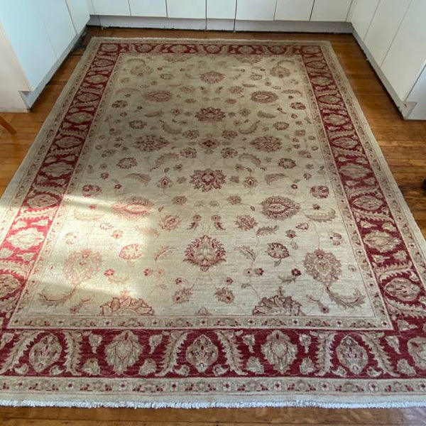 Beige and Red Persian Rug 6'2" x 8'4"