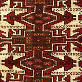 Red & Ivory Diamond Pattern Rug with Long Fringe 3'9" x 5'8"