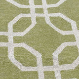 Chartreuse and Cream Geometric Pattern Knotted Rug 8' x 10'