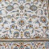 Cream Floral Silk Persian Rug with Fringe 3'7" x 5 '9"