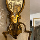 Pair of Mirrored Etched Double Arm Sconces